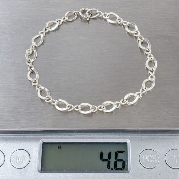 Estate Sterling Silver 925 5.6mm Infinity Link Chain Bracelet 7.25" - Picture 6 of 6